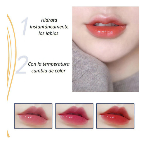 2 Pzs Labial 24k Cambia Color Con Temperatura Hidratante F Color Azul claro