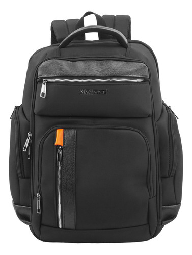 Mochila Porta Notebook Crossover Zia Poliéster Negro Diseño de la tela Liso