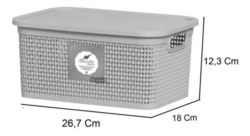 Imagen 6 de 7 de Pack 2 Cajas Organizadoras Medianas Chicas Símil Rattan 4 Lt