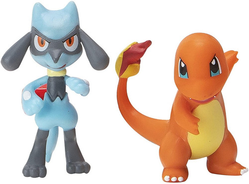 Figuras De Acción Pokémon Charmander Y Riolu 2 Pokebolas