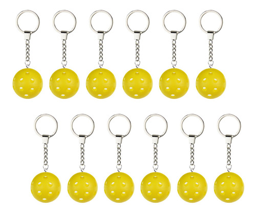 Paquete De 12 Llaveros Del Metal De Pickleball, Amarillo
