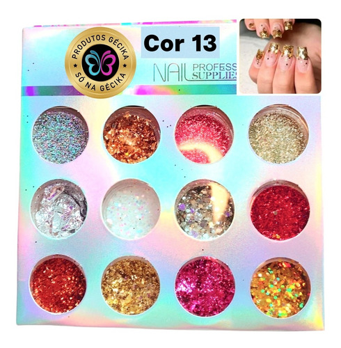 Imagem 1 de 1 de Glitter Unha Encapsulada Flocado Holografico Kit Unha De Gel