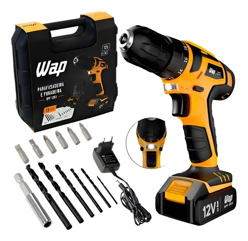 Parafusadeira e Furadeira a Bateria WAP BPF 12K3 Com Maleta