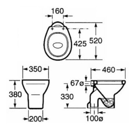 Imagen 3 de 6 de Combo Roca Capea Italiana Inodoro Corto + Bidet + Tapa Mader