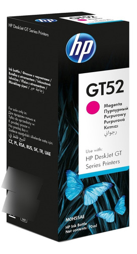Botella De Tinta Hp Gt52 M0h55al Color Magenta 8000 Pag