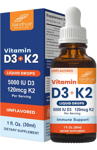 Sandhus Vitamina D3 Y K2 1oz Sabor Sin Sabor