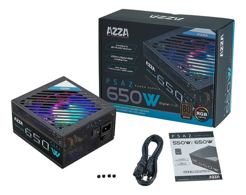 Fuente De Poder Azza 650w Rgb 80 Plus Bronce Certificada