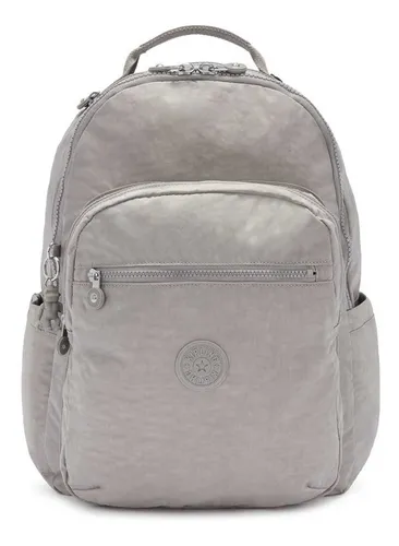 Mochila escolar Kipling Seoul Go color gris neutro diseño liso 27L