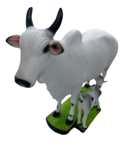 Escultura De Vaca Nelore Com Filhote Em Resina