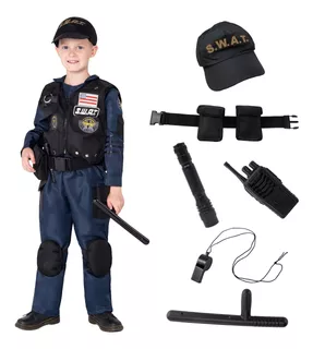 Swat Disfraz De Polica Para Nios, Disfraz De Halloween, Fies