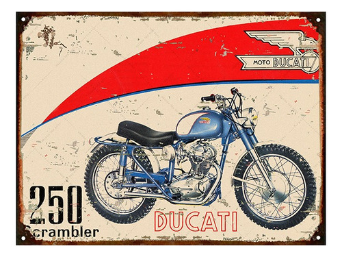 Cartel Chapa Publicidad Antigua Ducati 250cc Y206