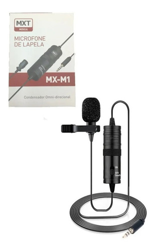 Imagem 4 de 7 de Microfone Lapela Condensador Mx-m1 Profissional C/ Bateria