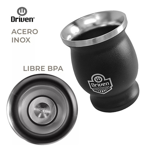 Imagen 4 de 4 de Mate Térmico Driven 230 Ml Doble Capa Acero Inoxidable Inox Color Negro Inox Series