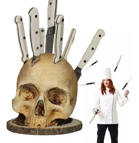 Portacuchillos Genérico Con Forma De Calavera Para Cocina