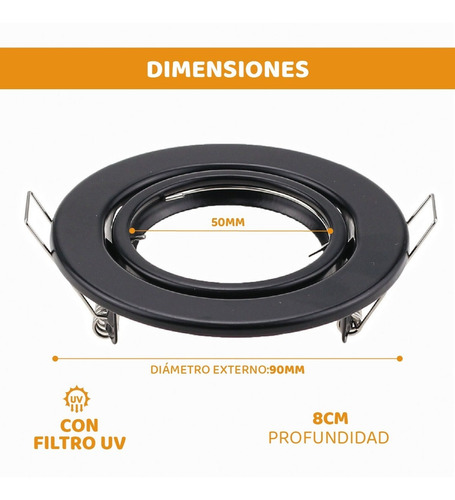 Imagen 4 de 10 de Spot Embutir Movil Aluminio Apto Dicro Led + Zocalo Gu10 220