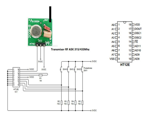 Set Módulo Rf 433mhz Transmisor + Receptor Arduino Pic