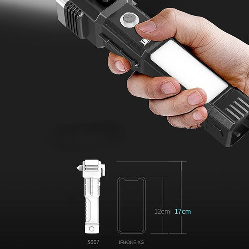 Linterna táctica militar indestructible con linterna Breaker Sos, color plata, luz blanca