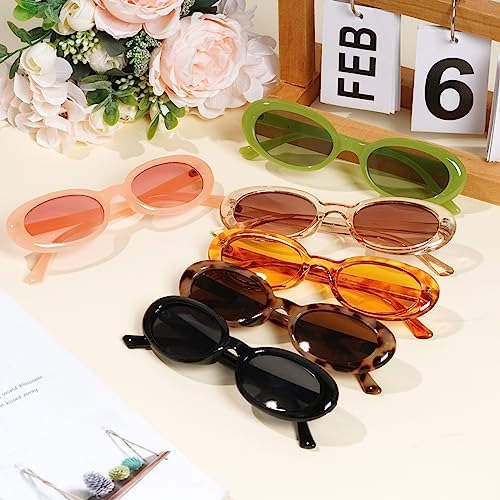 Obmwang, 6 Piezas, Gafas De Sol Ovaladas Retro Para Mujer,