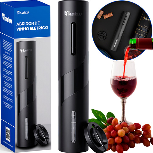 Abridor De Vinho Saca Rolhas Garrafa Elétrico Kaizu Automático Aço Reforçado