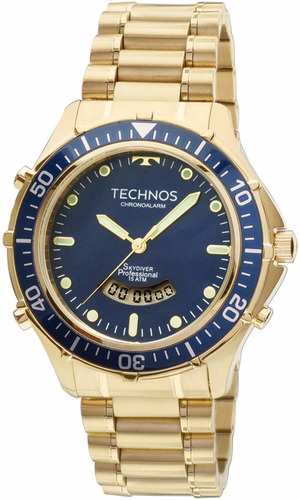 Relógio Technos Masculino Skydiver T205iz/4a Dourado Azul