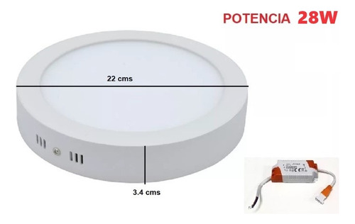 Lampara Led Panel 18w Sobreponer Superficial Redonda Blanca