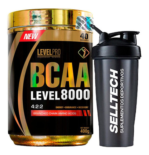 Level Pro Bcaa Level 8000 400gr Orange + Shaker