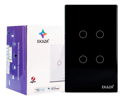 Interruptor Touch 4 Botões Zigbee 2.5d Ekaza Tuya Ekat T307z