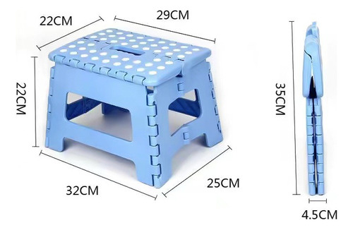 Banquito Plegable Taburete Pórtatil Mediano Piso 35x29x28cm