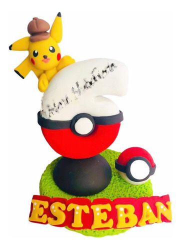 Cake Topper Tipo Pikachu Pokemo Vela Pasta Francesa