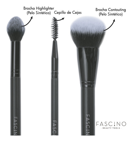 Imagen 6 de 10 de Set 15 Brochas Y Pinceles De Maquillaje Crueltyfree Fascino