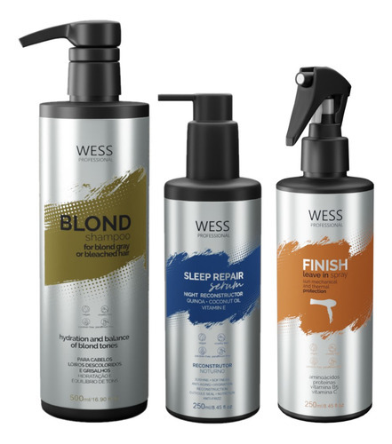 Kit Wess Blond Sh 500ml + Sleep 250ml + Finish 250ml