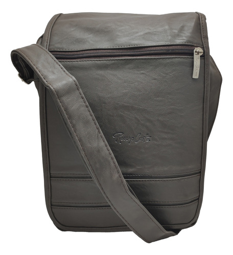 Morral Renzo Gris2, Portatablet 12pg (28×22×5), Cuero Liso