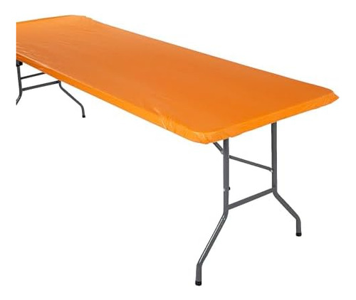 Mantel Rectangular De Plástico Color Naranja, 8 Pies