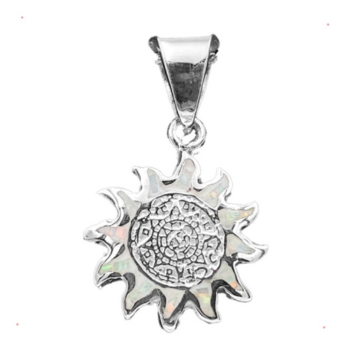 Dije Sol Calendario Azteca Blanco Opalo Plata 925 Envio Grat