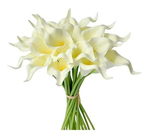 20 Flores Calas Artificiales Mandys Latex  35cm Crema