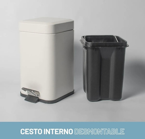 Cesto De Basura 12l Con Tapa Cierra Suave - Hogar Blanco