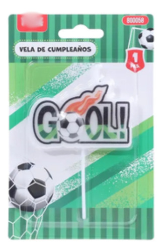 Vela Cumpleaños Diseño Fútbol Gool Pelota 1 Un Somoscotillon