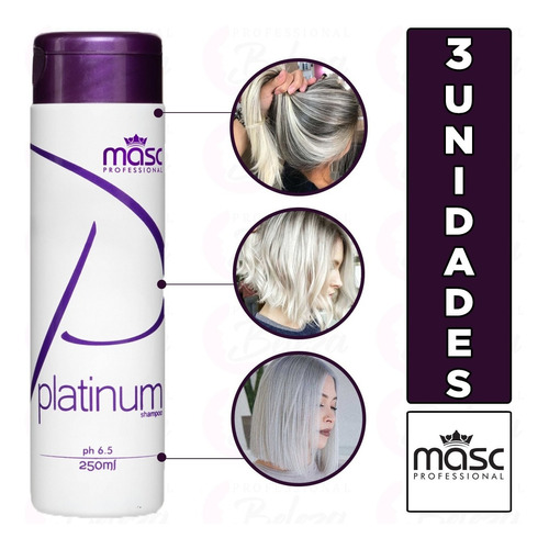Shampoo Platinum Masc Professional 250g - 3 Unidades 