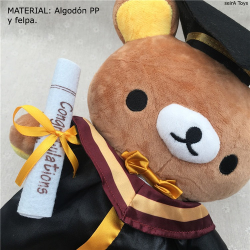 Peluche De Rilakkuma Graduacion. 40 Cms. Oso. Diploma. Toga.