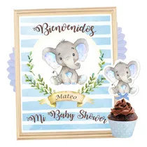 Comprar Kit Imprimible Elefante Bautismo 1 Añito Baby Shower Nene