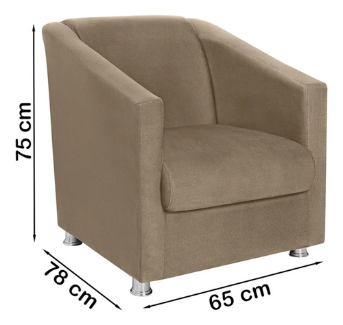 Poltrona Decorativa Bia Suede Marrom Claro Mpassos