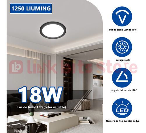 Lampara Spot Ajustable Con 3 Tonos Luz Marco Negro 20pzs 18w