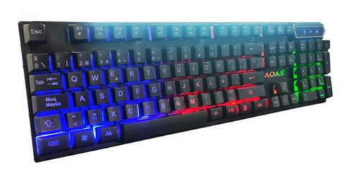 Teclado Gamer Rgb Aoas M-800 Ergonómico Usb Resisten Calidad