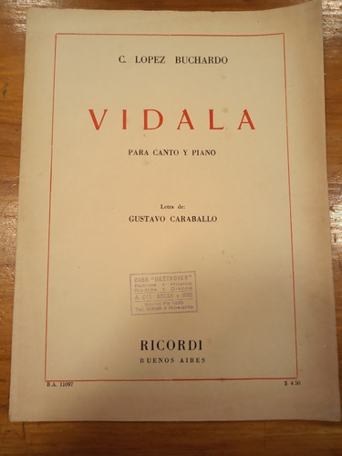 Vidala Buchardo Caraballo Ricordi Partitura