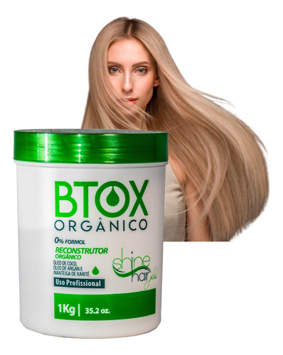Btox Reconstrutor Orgânico Sem Formol Shine Hair 1kg