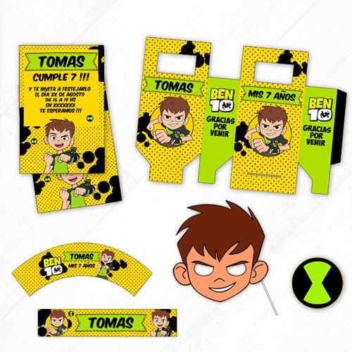 Ben 10 #1 Kit + Props De Regalo -textos Editables