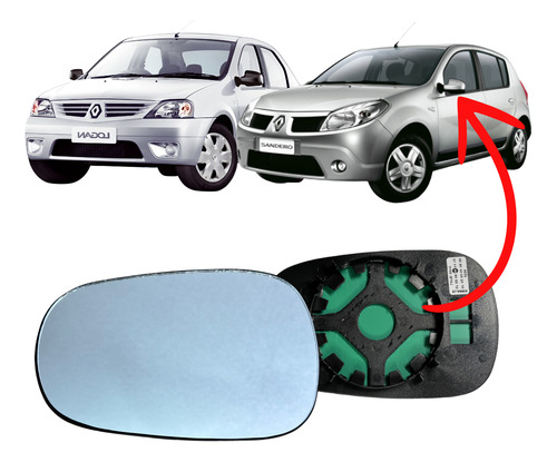 Vidro Espelho Retrovisor Sandero Logan Clio Senic 99/2012 Le
