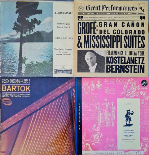  Lote 4 Vinilos Rachmaninoff Grofe Gabrielli Bartok