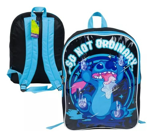 Mochila Escolar Lilo & Stitch Diseño Stitch Calidad Premium De 15 Pulgadas