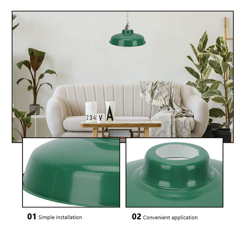Luminaria Colgante Con Pantalla Esmaltada Vintage